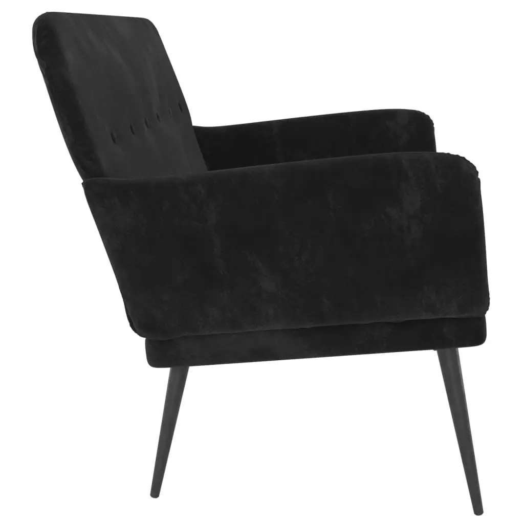 Padded Back Armrest Bench Black Velvet Upholstered Deep Seat Furniture 108x79x79cm
