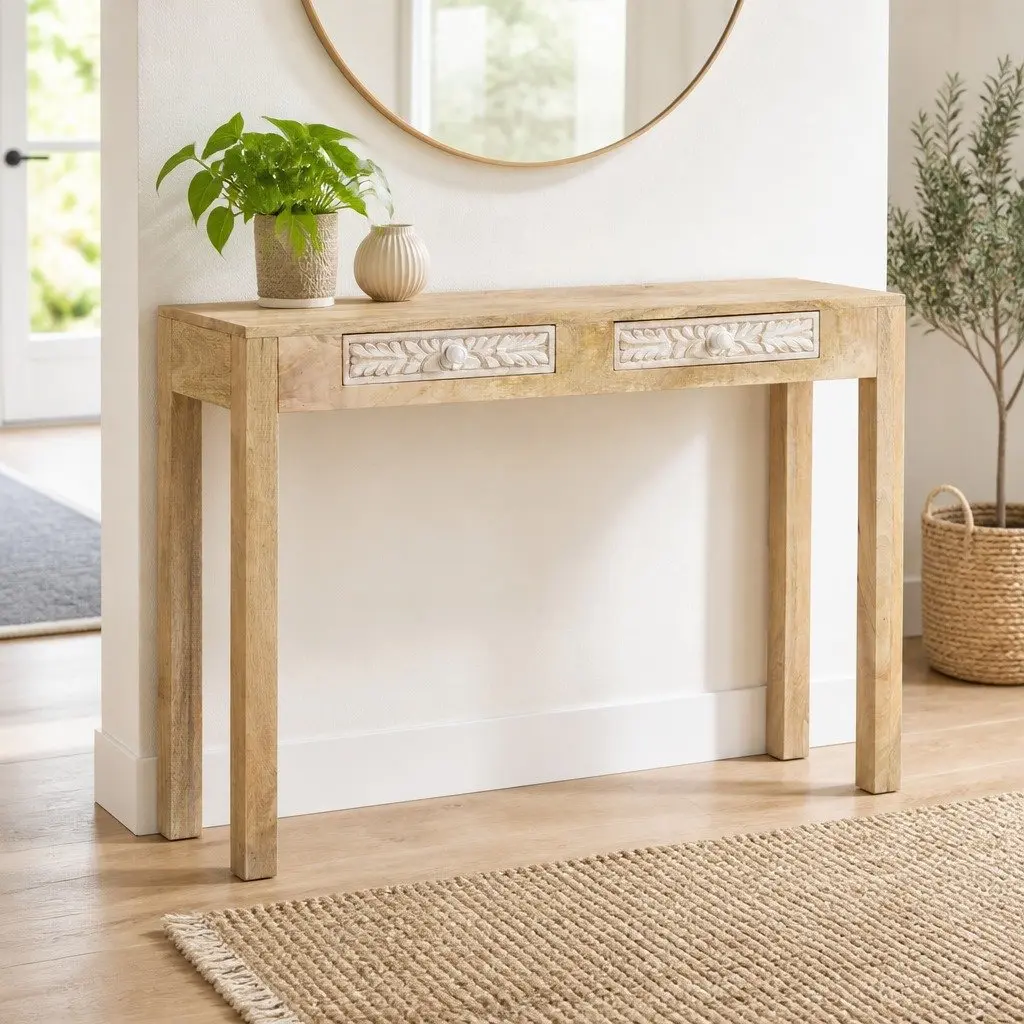 Console Table with Solid Mango Wood Construction