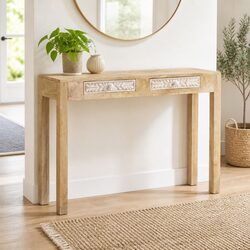 Stylish Console Table with Solid Mango Wood Construction