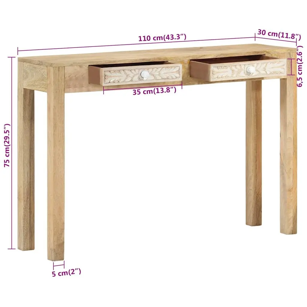 Console Table with Solid Mango Wood Construction