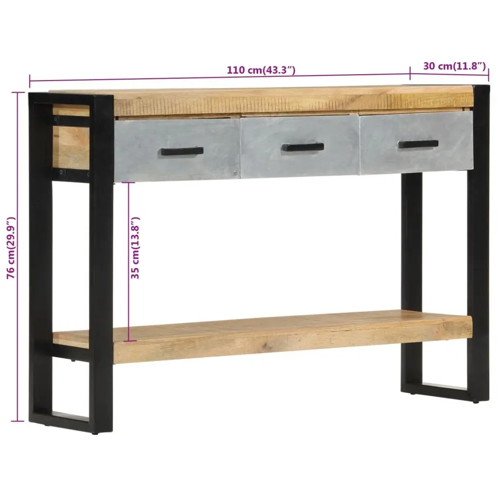 Solid Mango Wood Console Table with Drawers