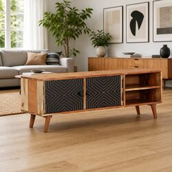 Solid Wood Acacia TV Cabinet 112x30x40 cm with Storage