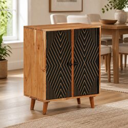 Premium Solid Wood Sideboard Storage Cabinet in Brown