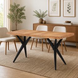 Solid Acacia Wood Dining Table 140x70x76cm in Black