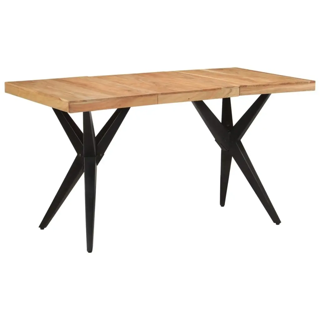 Solid Acacia Wood Dining Table 140x70x76cm in Black