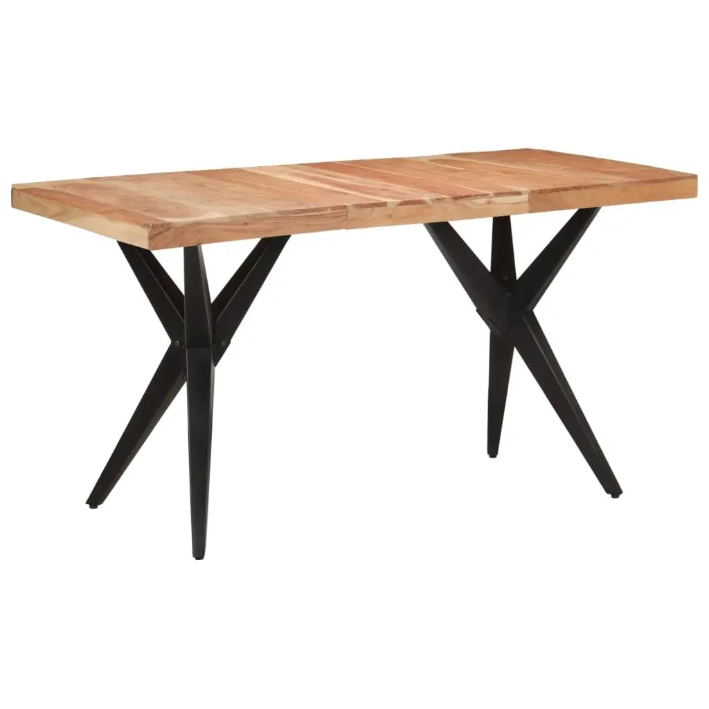 Solid Acacia Wood Dining Table 140x70x76cm in Black