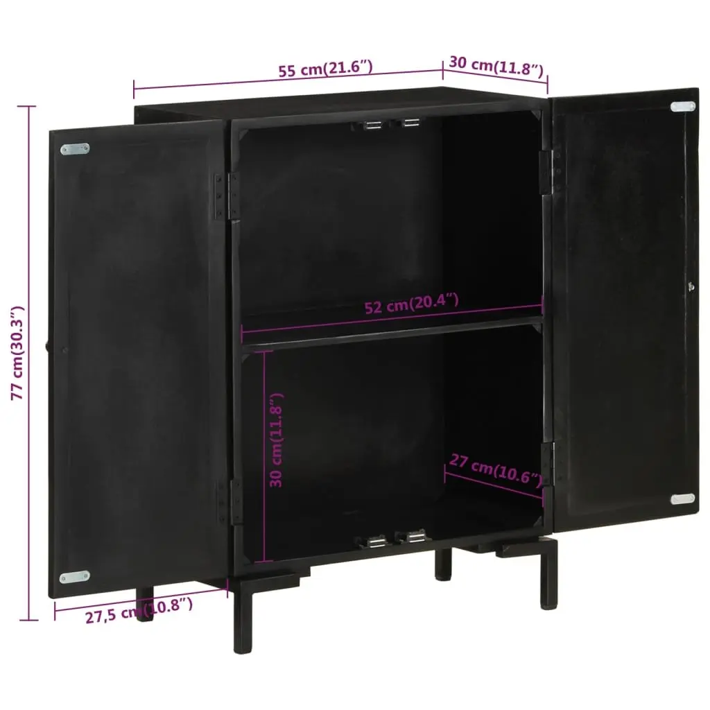 Black Sideboard 55x30x77 cm Solid Mango Wood
