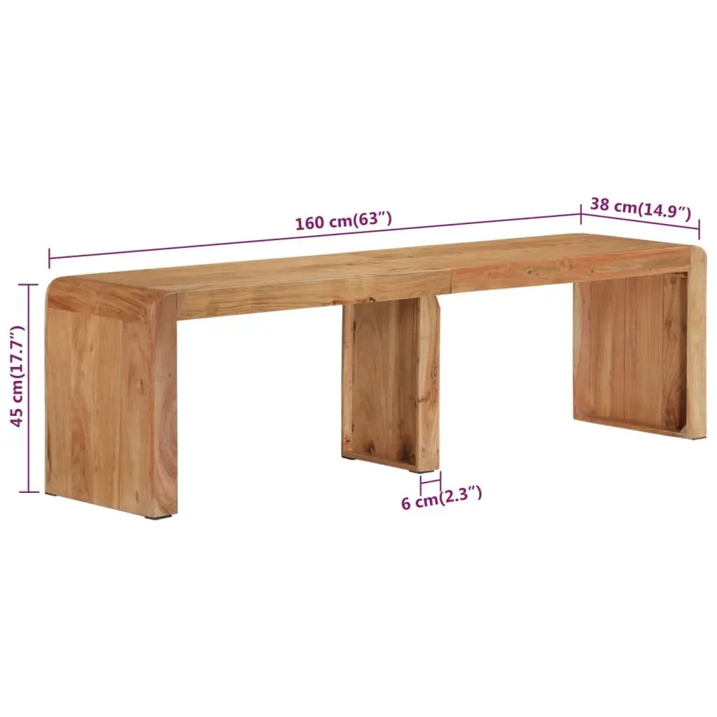 Solid Acacia Wooden Bench 160x38x45 cm for Dining