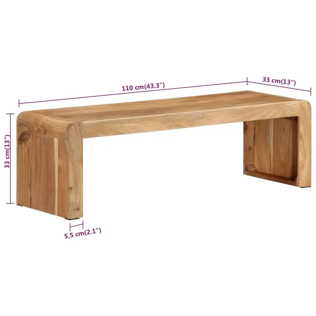 Rustic Acacia Wood TV Stand 110x33x33 cm for Living Room