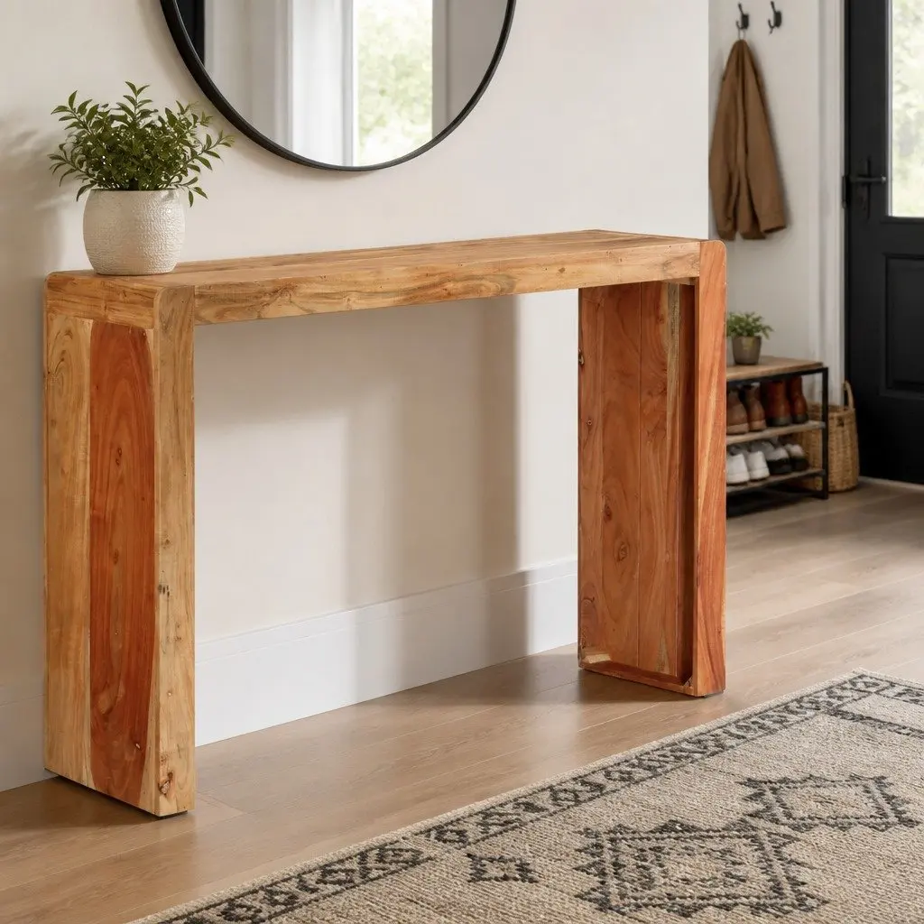 Rustic Console Table Made from Solid Acacia Wood