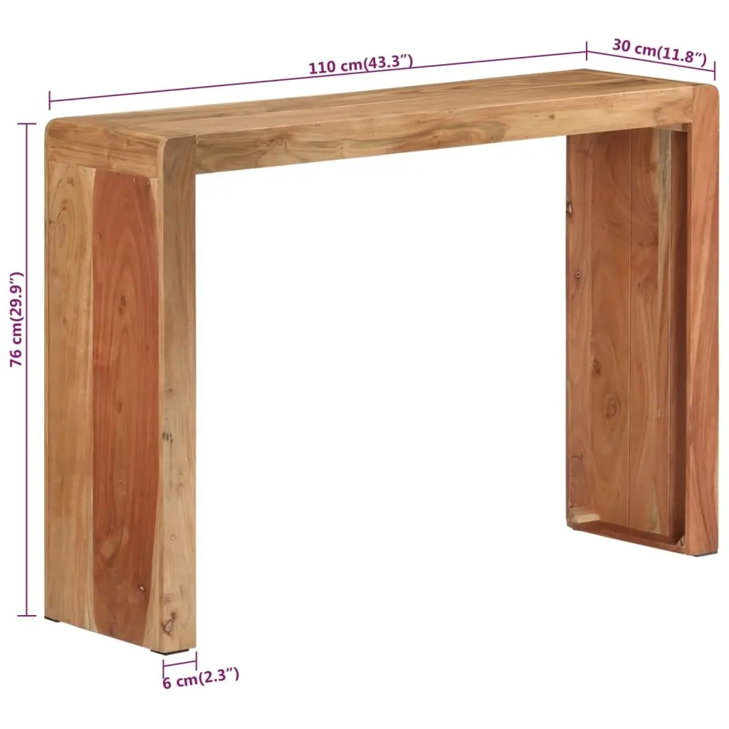 Rustic Console Table Made from Solid Acacia Wood