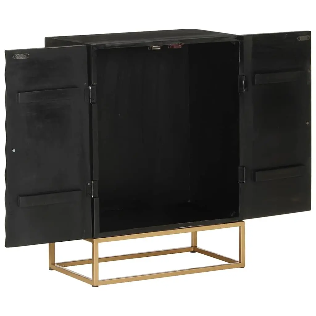 Solid Wood Sideboard Storage Cabinet Black Industrial Design Living Room