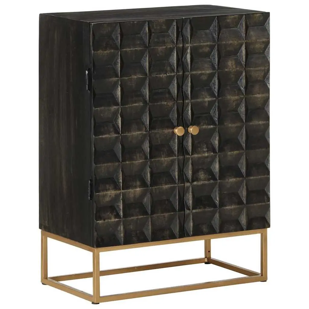 Solid Wood Sideboard Storage Cabinet Black Industrial Design Living Room