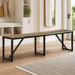 Solid Wood Reclaimed Bench 160x35x46 cm Industrial Storage Entryway Seating