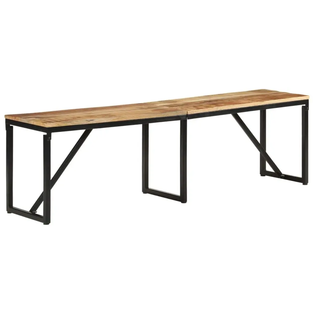 Industrial-Style Solid Wood Bench with Iron Frame