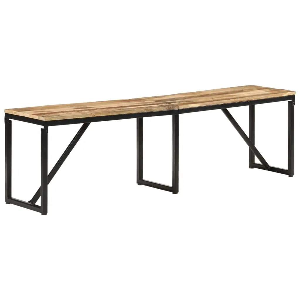 Industrial-Style Solid Wood Bench with Iron Frame