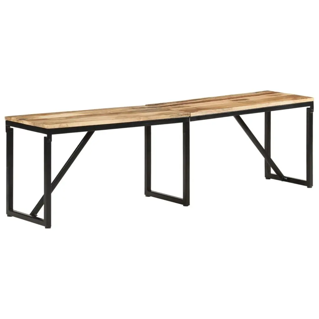 Industrial-Style Solid Wood Bench with Iron Frame