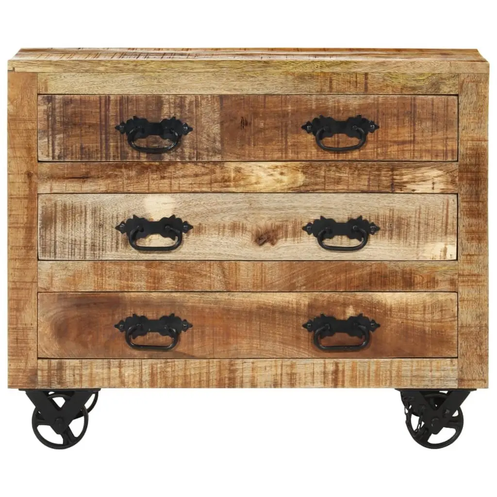 Sideboard Solid Mango Wood 80 x 30 x 65 cm Brown 3 Drawers