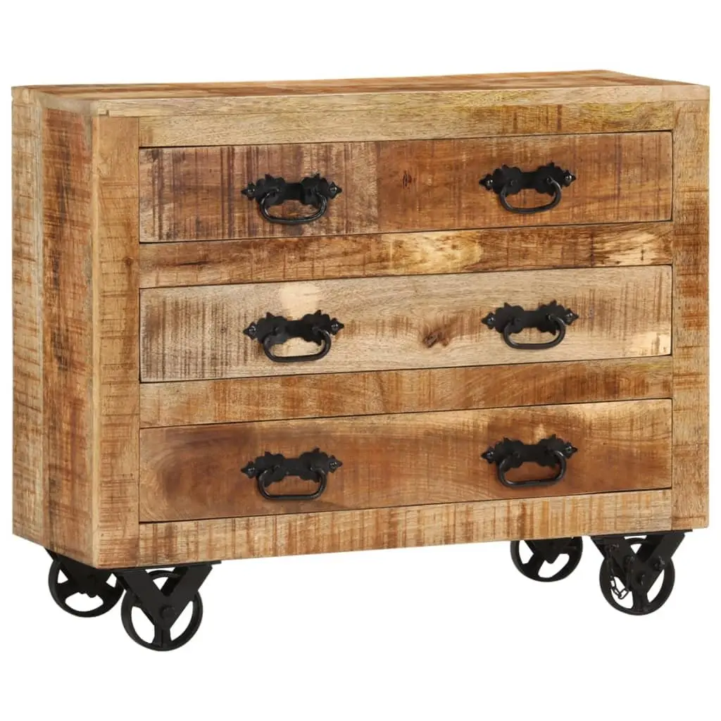 Sideboard Solid Mango Wood 80 x 30 x 65 cm Brown 3 Drawers