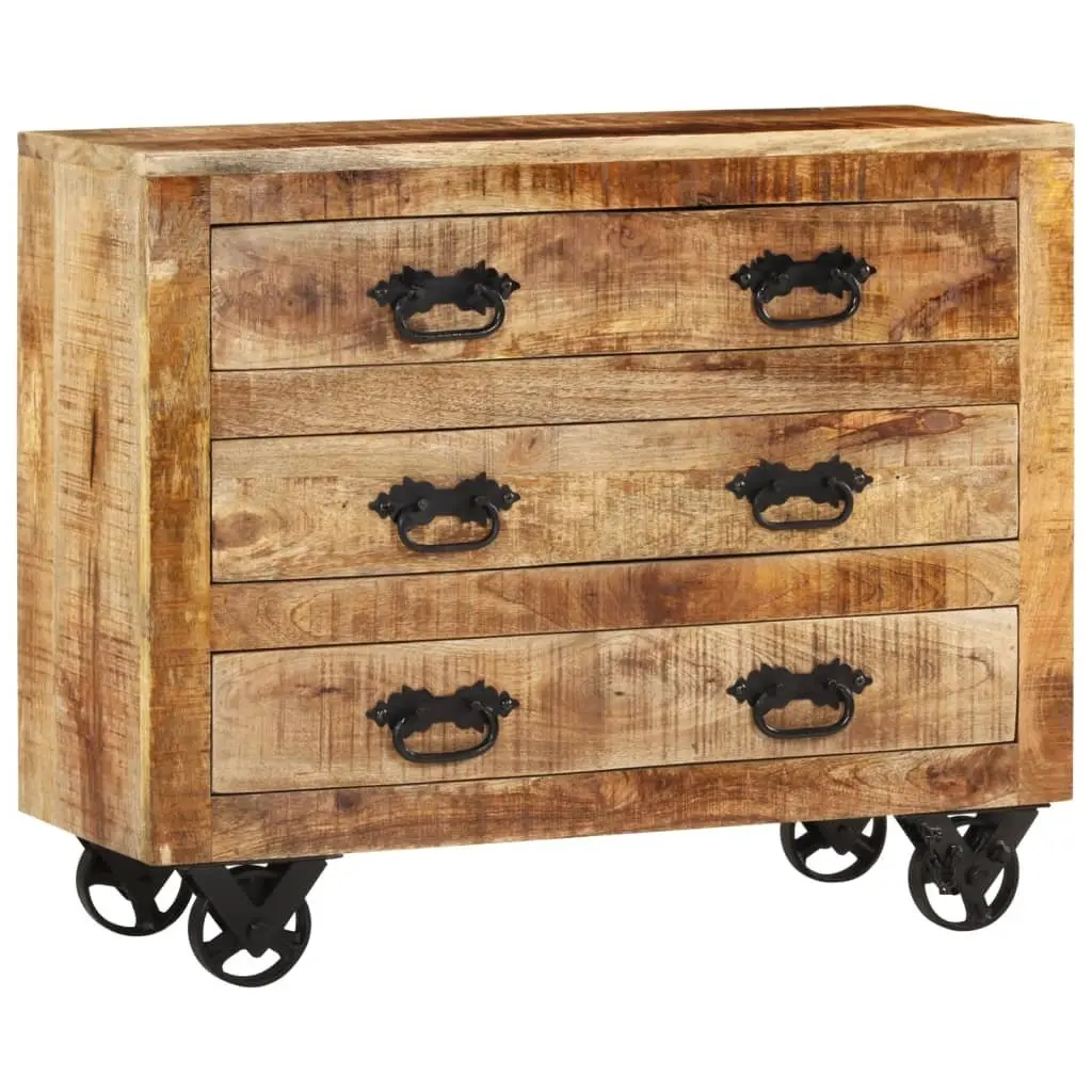 Sideboard Solid Mango Wood 80 x 30 x 65 cm Brown 3 Drawers