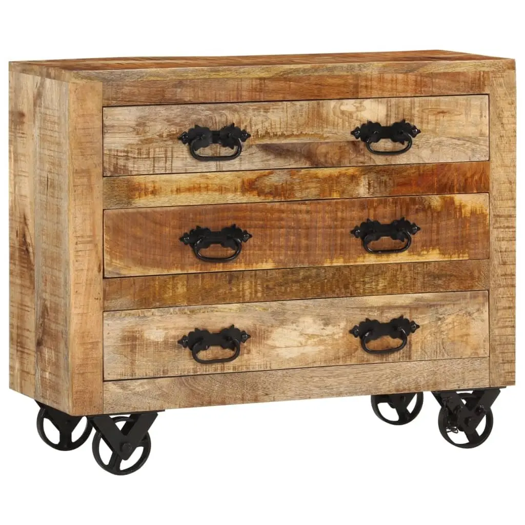 Sideboard Solid Mango Wood 80 x 30 x 65 cm Brown 3 Drawers