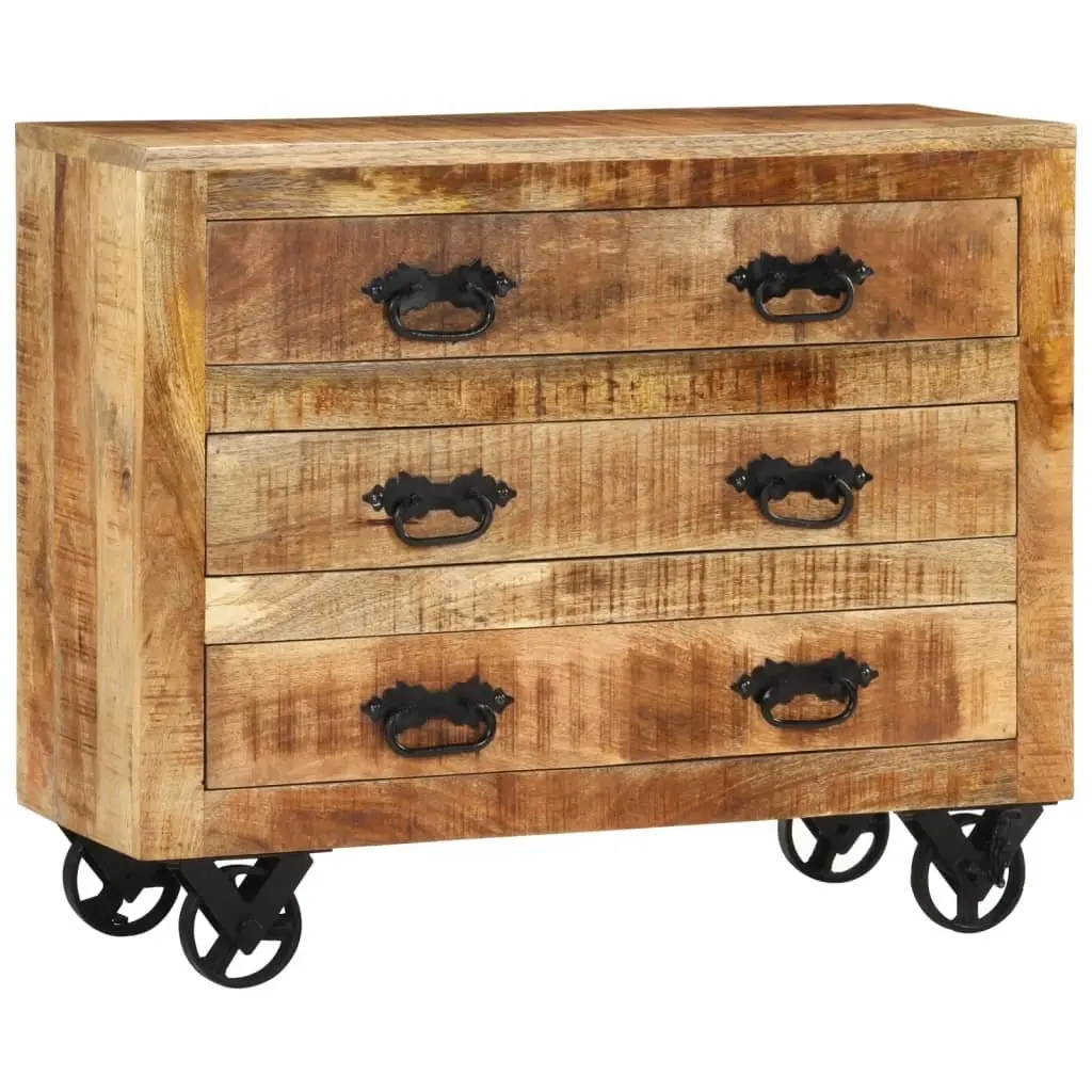 Sideboard Solid Mango Wood 80 x 30 x 65 cm Brown 3 Drawers