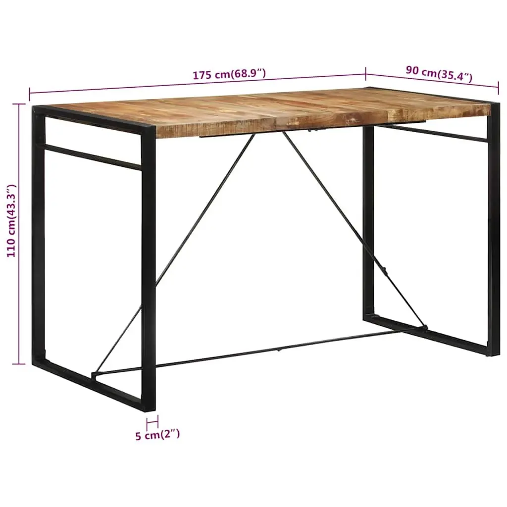 Brown Wooden Bar Table 175x90x110 cm