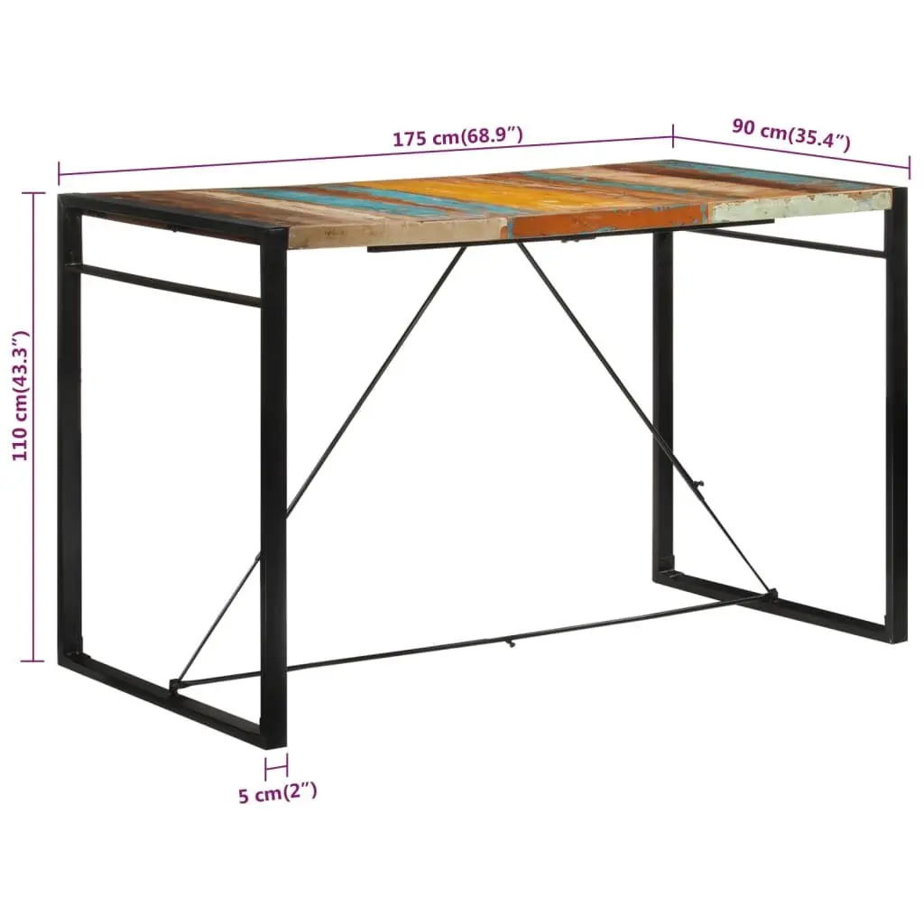 Bar Table 175x90x110 cm Solid Reclaimed Wood