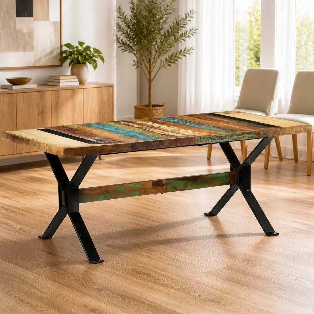 Solid Reclaimed Wood Dining Table 180x90x73cm Vintage