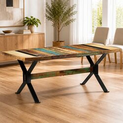 Solid Reclaimed Wood Dining Table 180x90x73cm Vintage