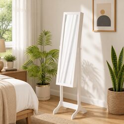 Free-Standing Floor Mirror White Hallway Bedroom Dressing Room Decor Storage