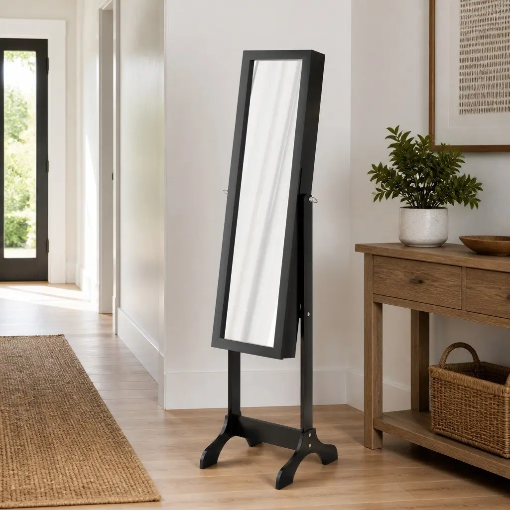Free-Standing Black Mirror for Home Decor