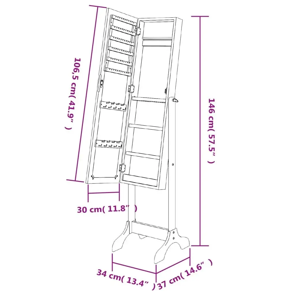Free-Standing Black Mirror for Home Decor