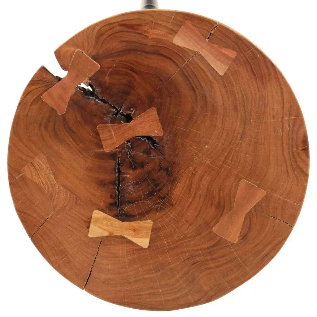 Solid Acacia Log Bar Table with Iron Legs