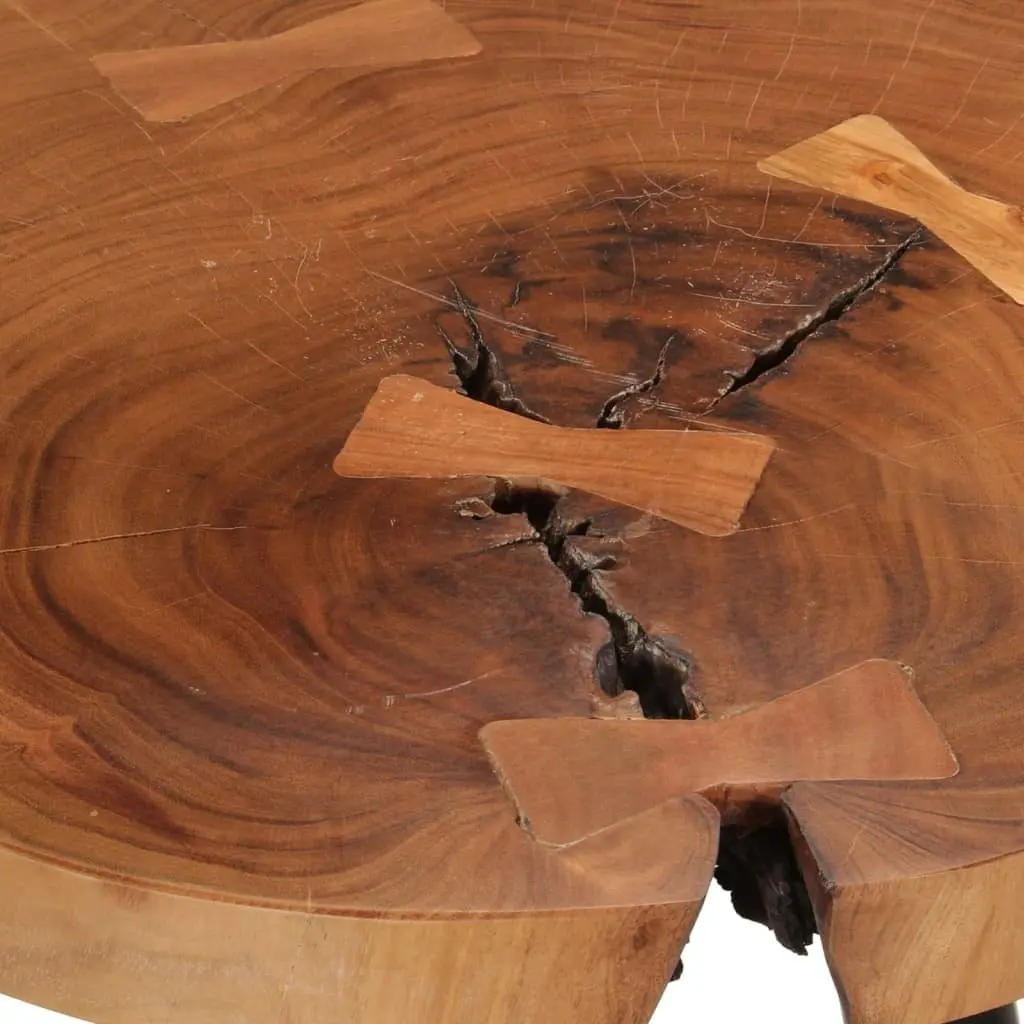 Solid Acacia Log Bar Table with Iron Legs