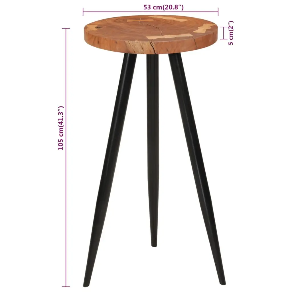 Solid Acacia Log Bar Table with Iron Legs
