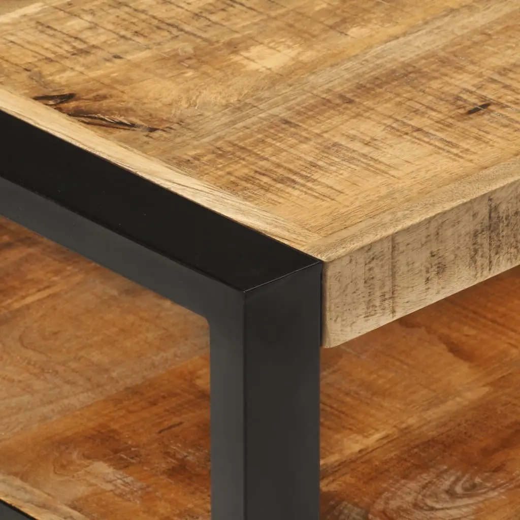 Coffee Table 120x55x40 cm Solid Wood Mango Rustic Two Tier Storage