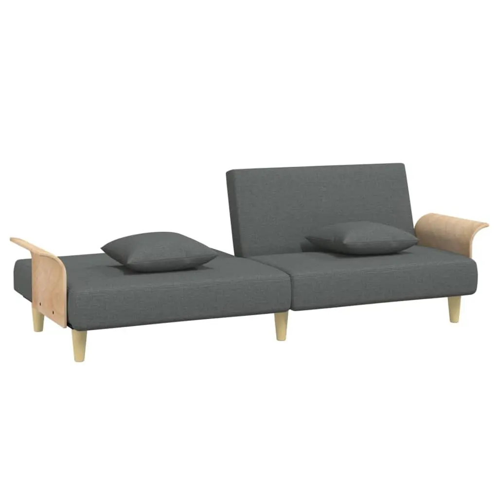 Grey Sofa Bed with Armrests and Adjustable Backrest