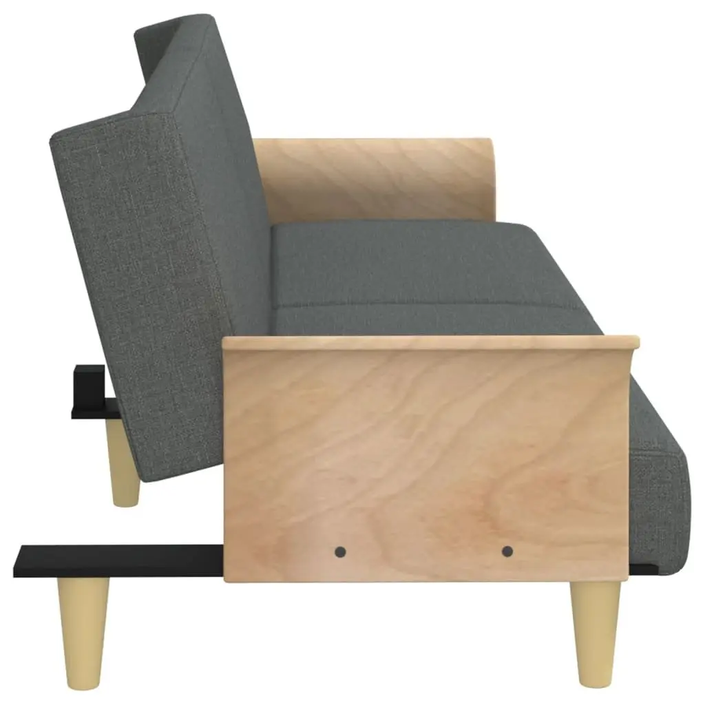 Grey Sofa Bed with Armrests and Adjustable Backrest