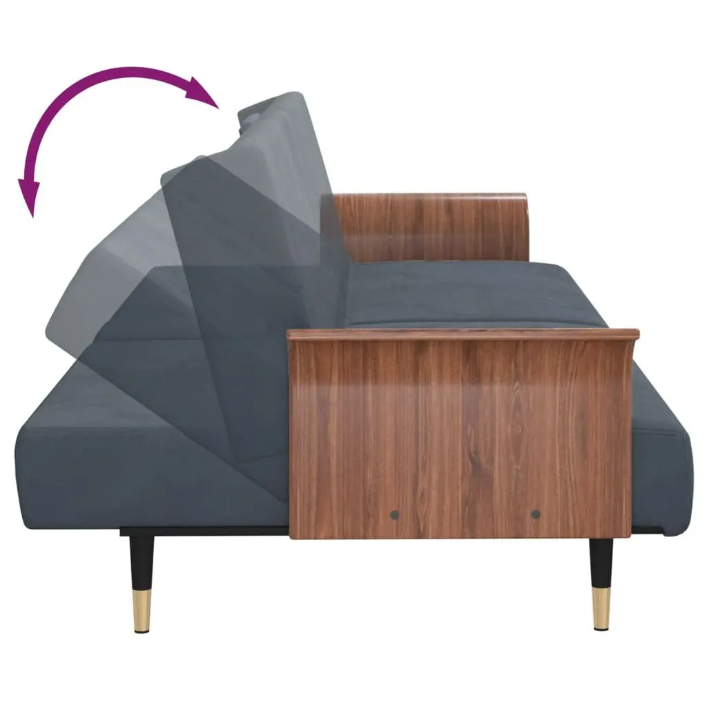 Sofa Bed with Adjustable Backrest and Cup Holders