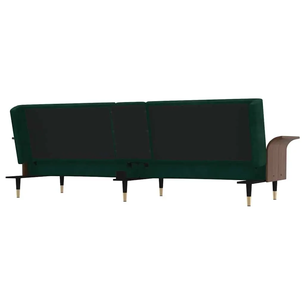 Green Velvet Sofa Bed with Adjustable Backrest and USB