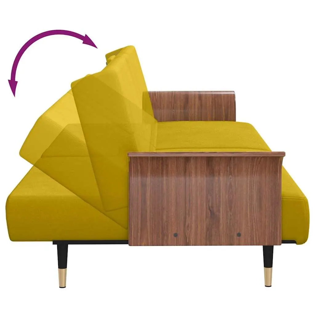Yellow Velvet Sofa Bed with Adjustable Backrest