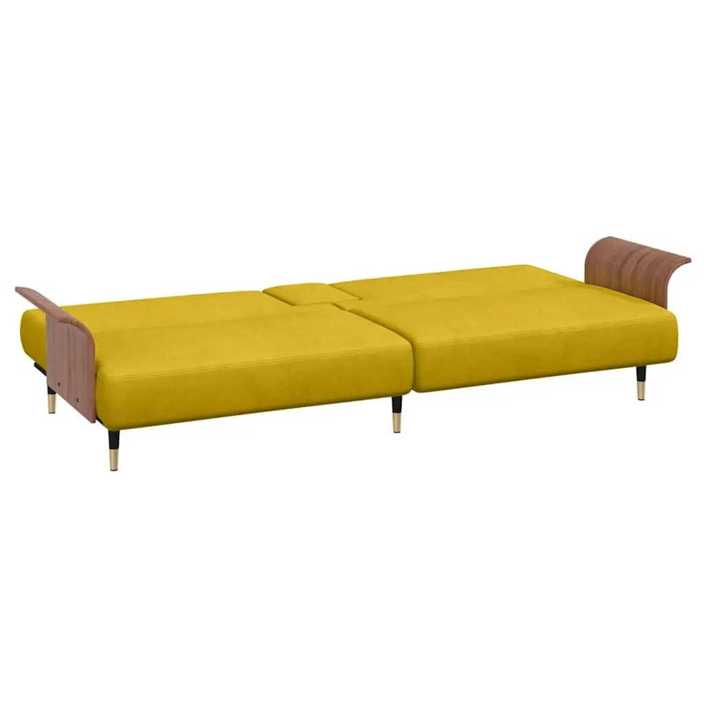 Yellow Velvet Sofa Bed with Adjustable Backrest