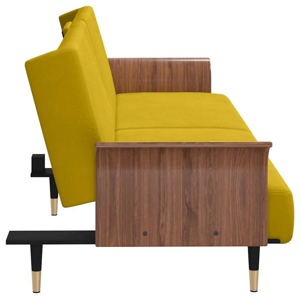 Yellow Velvet Sofa Bed with Adjustable Backrest