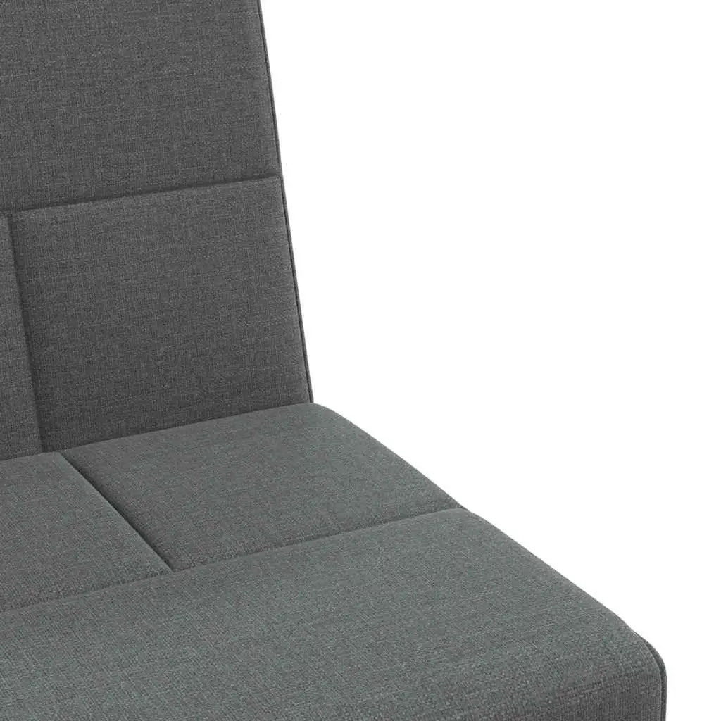 Grey Fabric Sofa Bed with Adjustable Backrest & Cup Holders