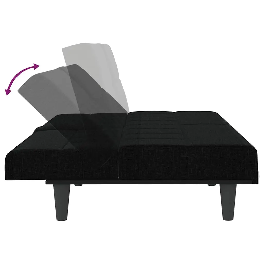 Adjustable Black Fabric Sofa Bed with USB Charging