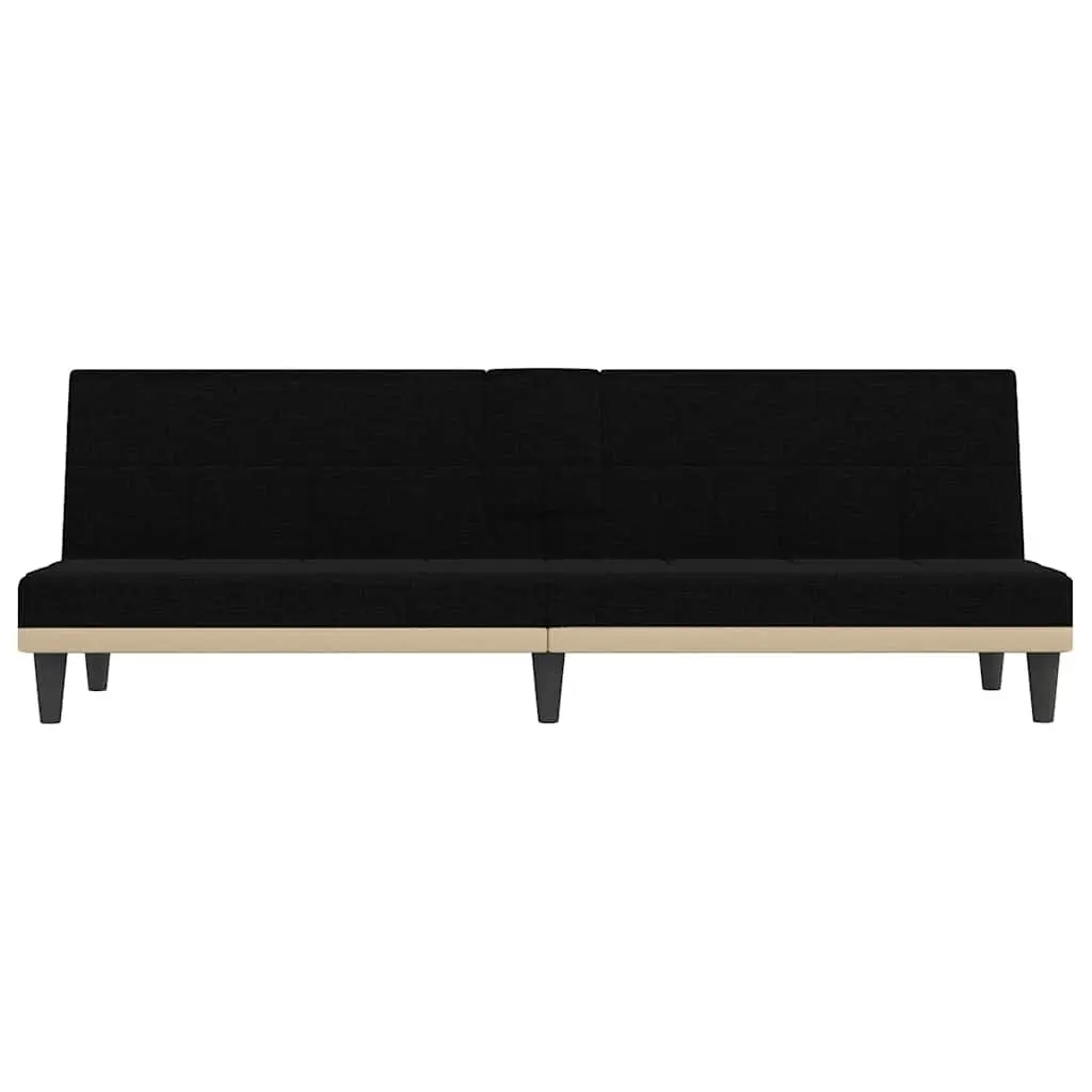 Adjustable Black Fabric Sofa Bed with USB Charging