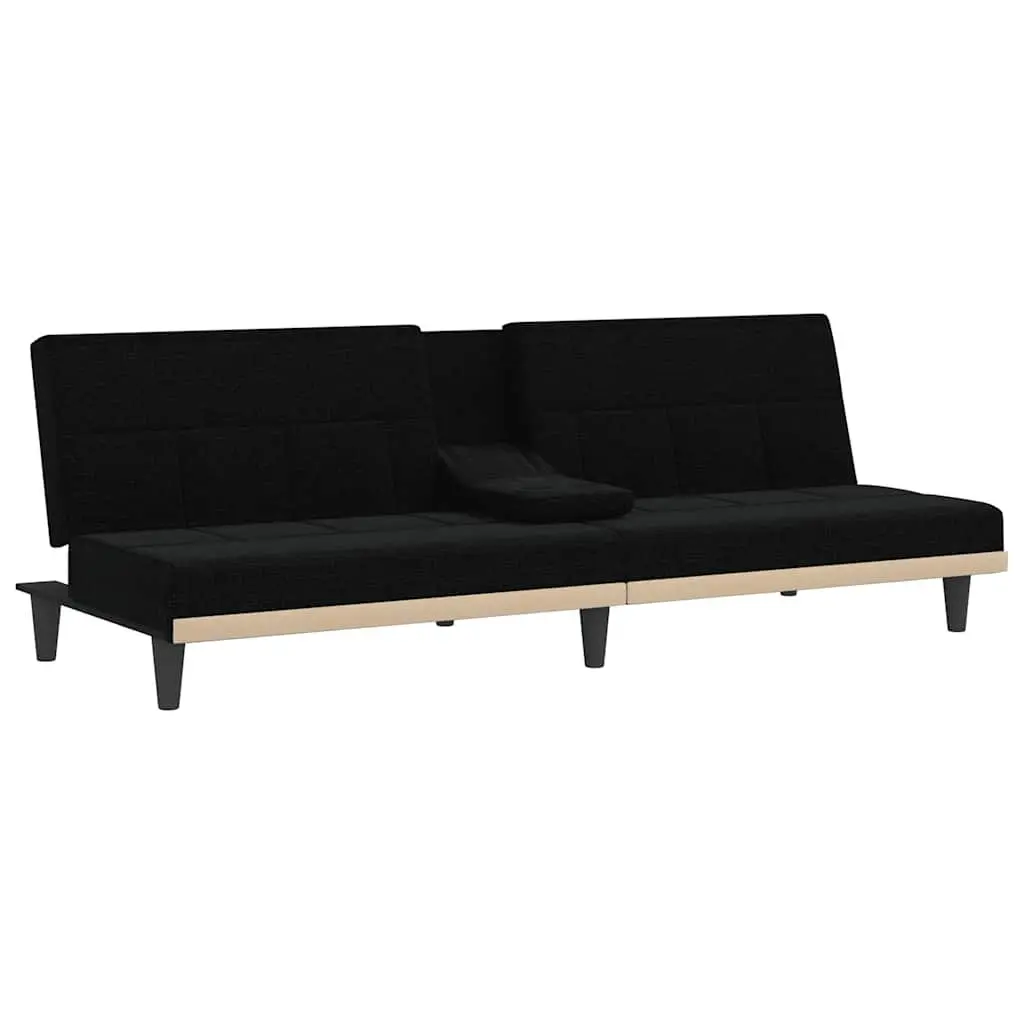 Adjustable Black Fabric Sofa Bed with USB Charging