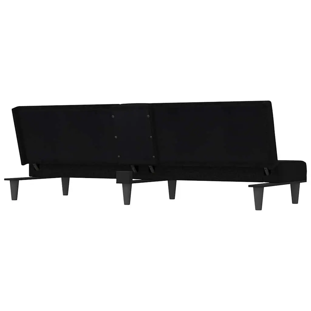Adjustable Black Fabric Sofa Bed with USB Charging