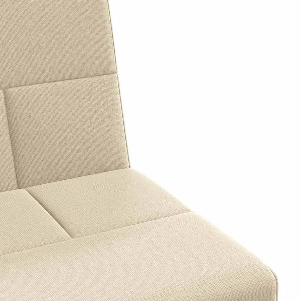 Sofa Bed Fabric Cream Adjustable Backrest Cup Holders